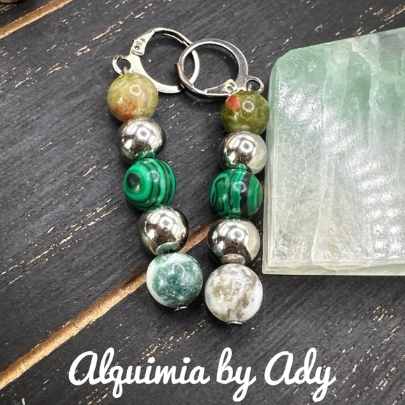 Alquimia Green and Silver Earrings - Picture 1 of 1